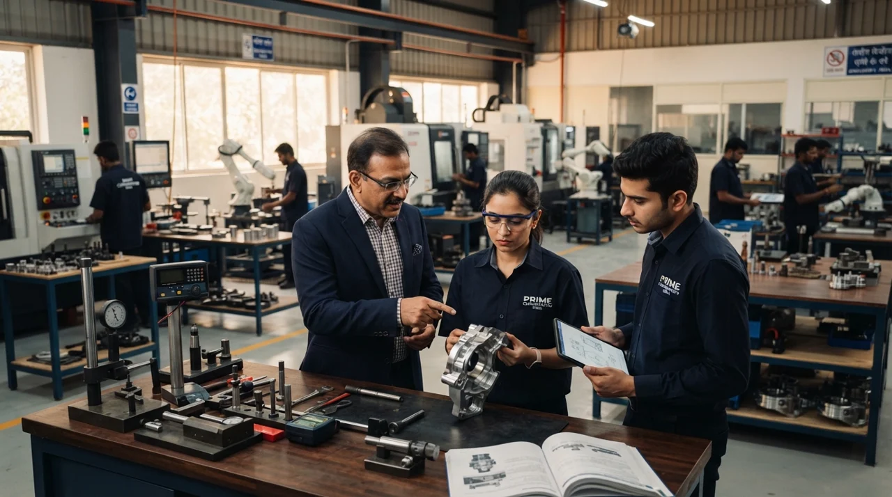An MSME team reviewing a manufactured product